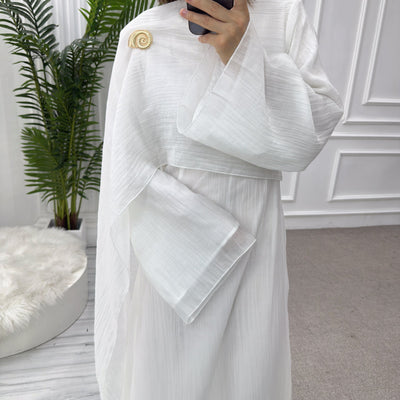 LM305 Double Layer Abaya Dress – Soft Tencel Knit Long Sleeve Maxi