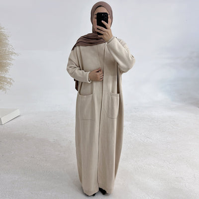 LM229 Winter Knit Abaya Set – 2-Piece Modest Co-ord with Pockets