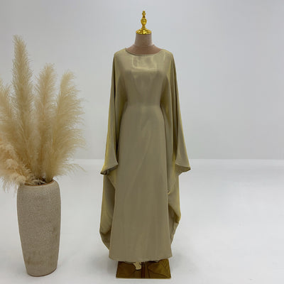 LM079 Plus Size Kaftan Abaya – Shiny Eid & Iftar Batwing Dress with Belt