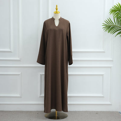 LM308 Abaya Dress with Pockets – Long Sleeve Maxi with Wide Cuffs