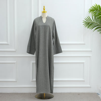 LM308 Abaya Dress with Pockets – Long Sleeve Maxi with Wide Cuffs