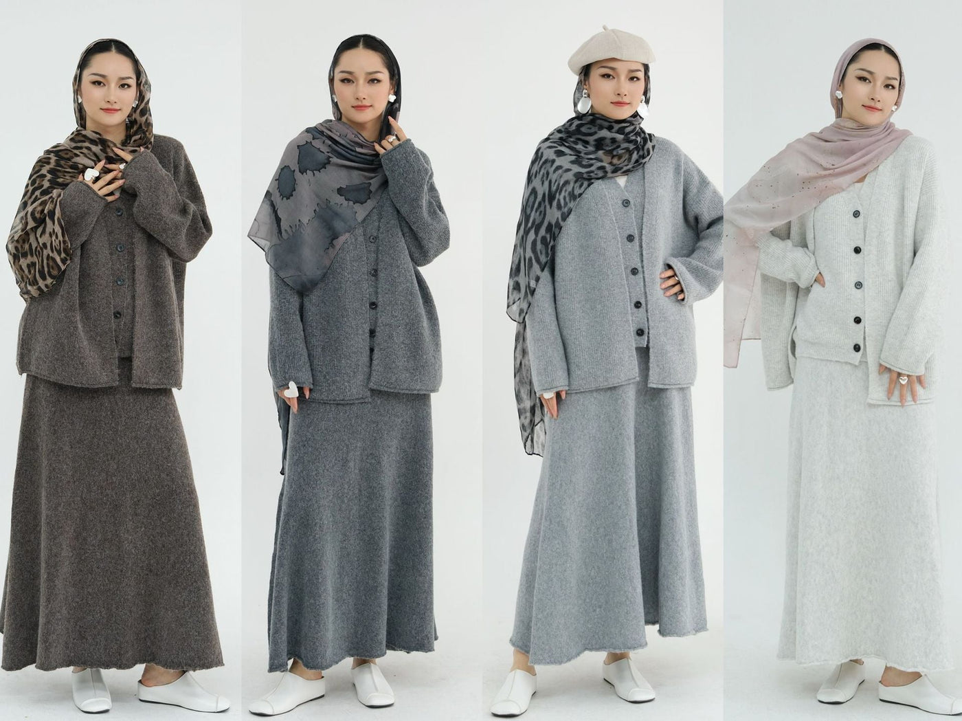 LM225 Winter Knit 3-Piece Abaya Set for Muslim Women – Modest Co-ord