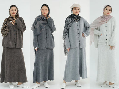 LM225 Winter Knit 3-Piece Abaya Set for Muslim Women – Modest Co-ord