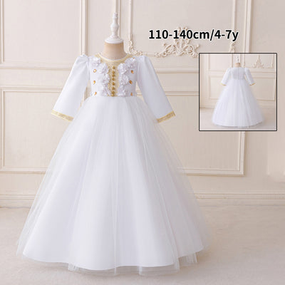 LM213 Girls Eid Dress – Long Sleeve Modest Muslim Party Gown, Embroidered, Full Length (4–7Y)