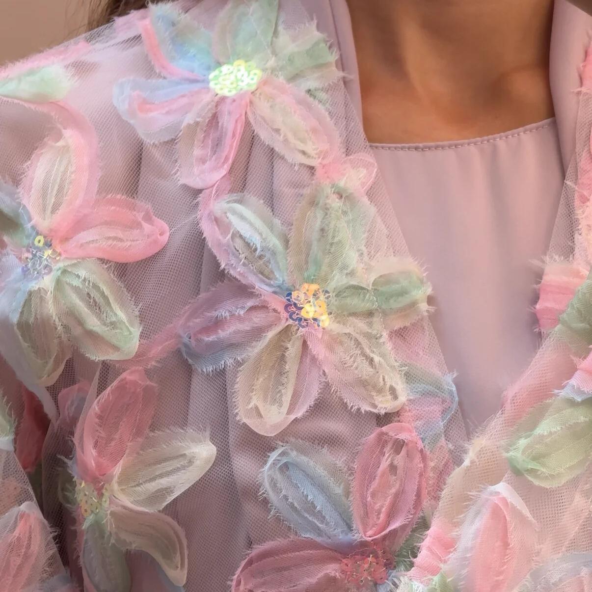 LM128 Lightweight Floral Kimono Abaya – Pastel Modest Summer Dress - LM128-Candy-S LumosModesty