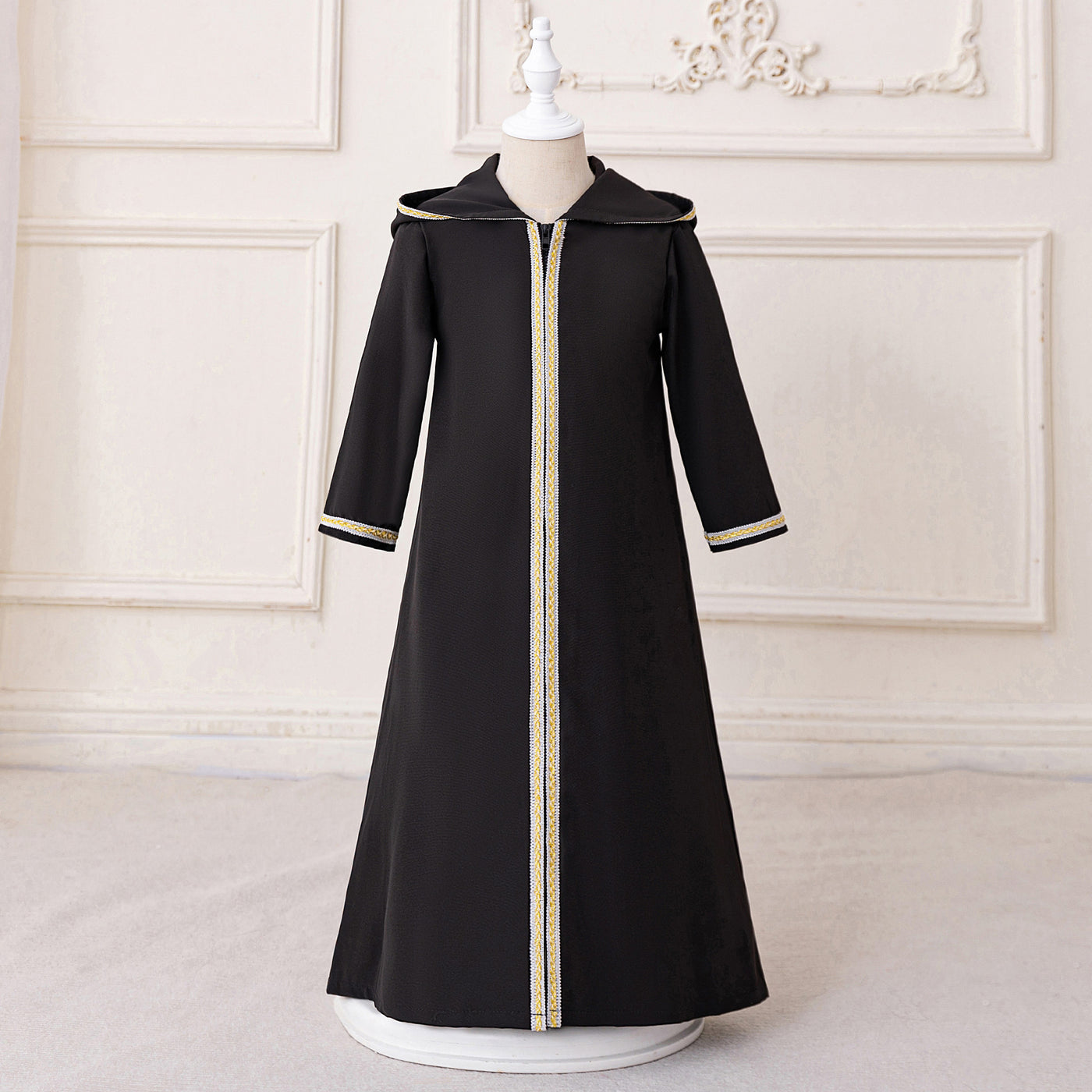 LM211 Girls Eid Dress – Long Sleeve Modest Muslim Party Gown, Embroidered, Full Length (4–7Y)