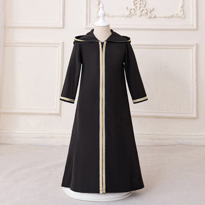 LM211 Girls Eid Dress – Long Sleeve Modest Muslim Party Gown, Embroidered, Full Length (4–7Y)