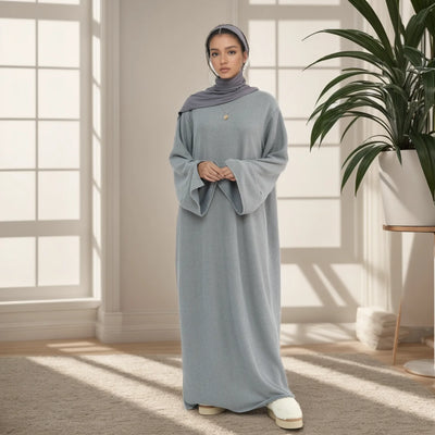 Cozy Winter Abaya Maxi Dress – Knitted Closed Design for Modest Women | LM075 - LM075-Coffee-XS/S LumosModesty