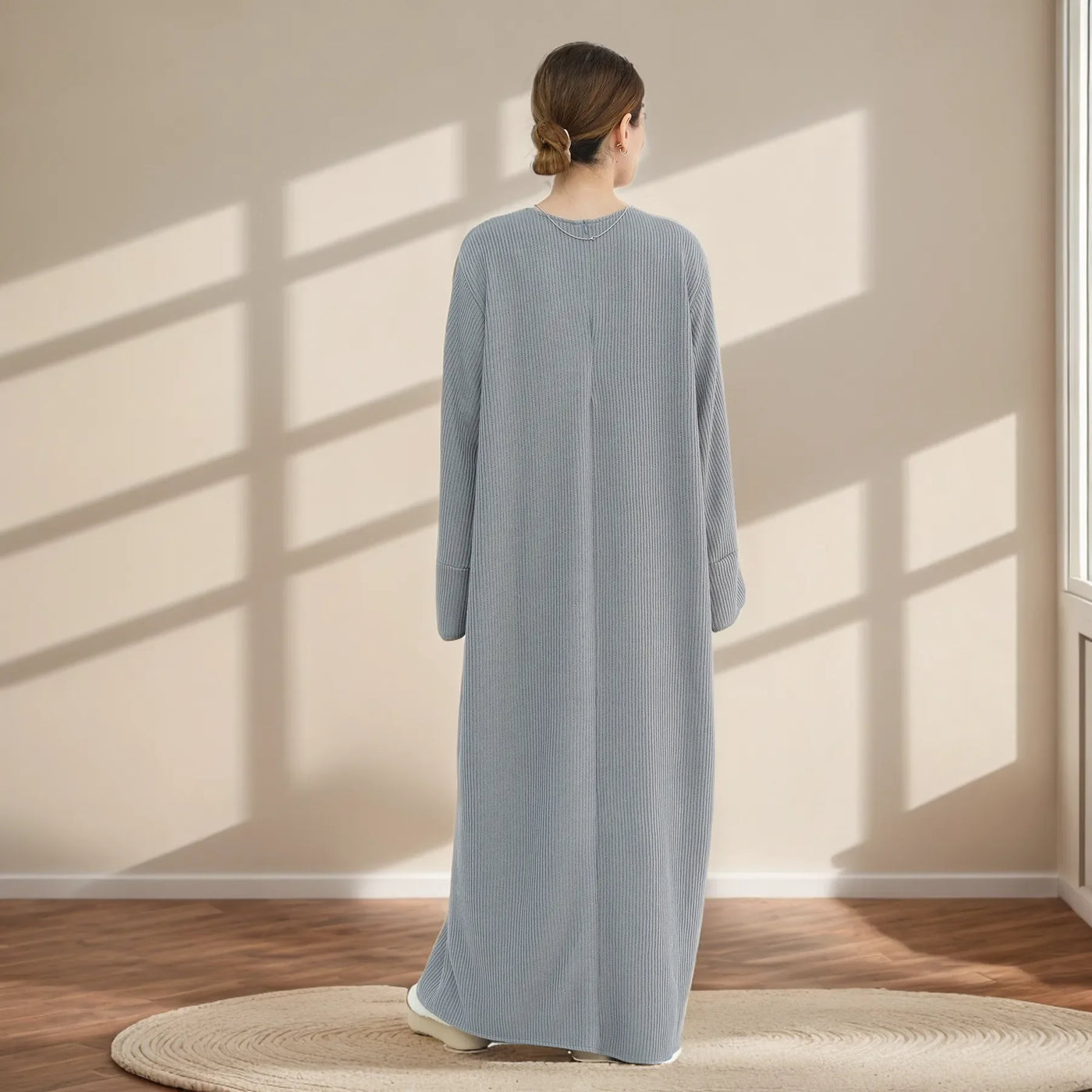 Cozy Winter Abaya Maxi Dress – Knitted Closed Design for Modest Women | LM075 - LM075-Coffee-XS/S LumosModesty
