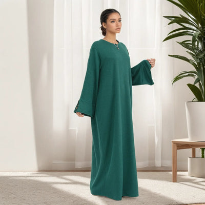 Cozy Winter Abaya Maxi Dress – Knitted Closed Design for Modest Women | LM075 - LM075-Coffee-XS/S LumosModesty