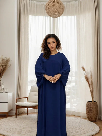 Elegant Balloon Sleeves Abaya with Pockets – Modest Islamic Dress | LM021 - LM021-BEIGE-S(50-52) LumosModesty