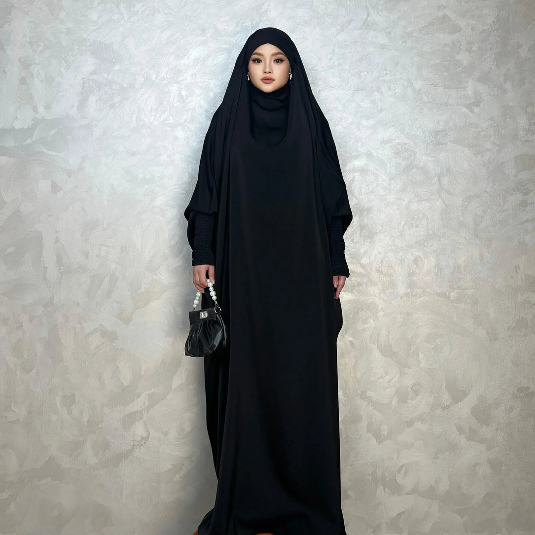 LM001 Muslim Dress by LumosModesty - Black Jilbab Abaya PINK / Free Size (5'3-5'7) / Jilbab + Full Niqab LM001 Muslim Dress by LumosModesty - Black Jilbab Abaya PINK / Free Size (5'3-5'7) / Jilbab + Full Niqab