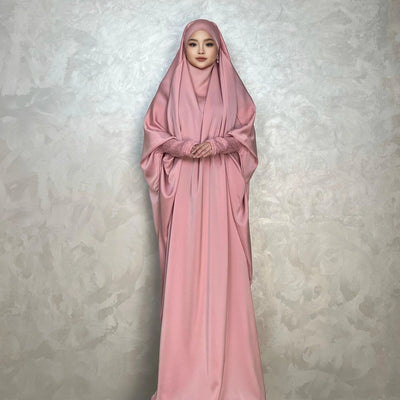 LM001 Muslim Dress for Women | One-Piece Jilbab Abaya | Modest Prayer Clothes & Islamic Khimar Dubai Outfits - LM001-LATTE-Jilbab Only LumosModesty