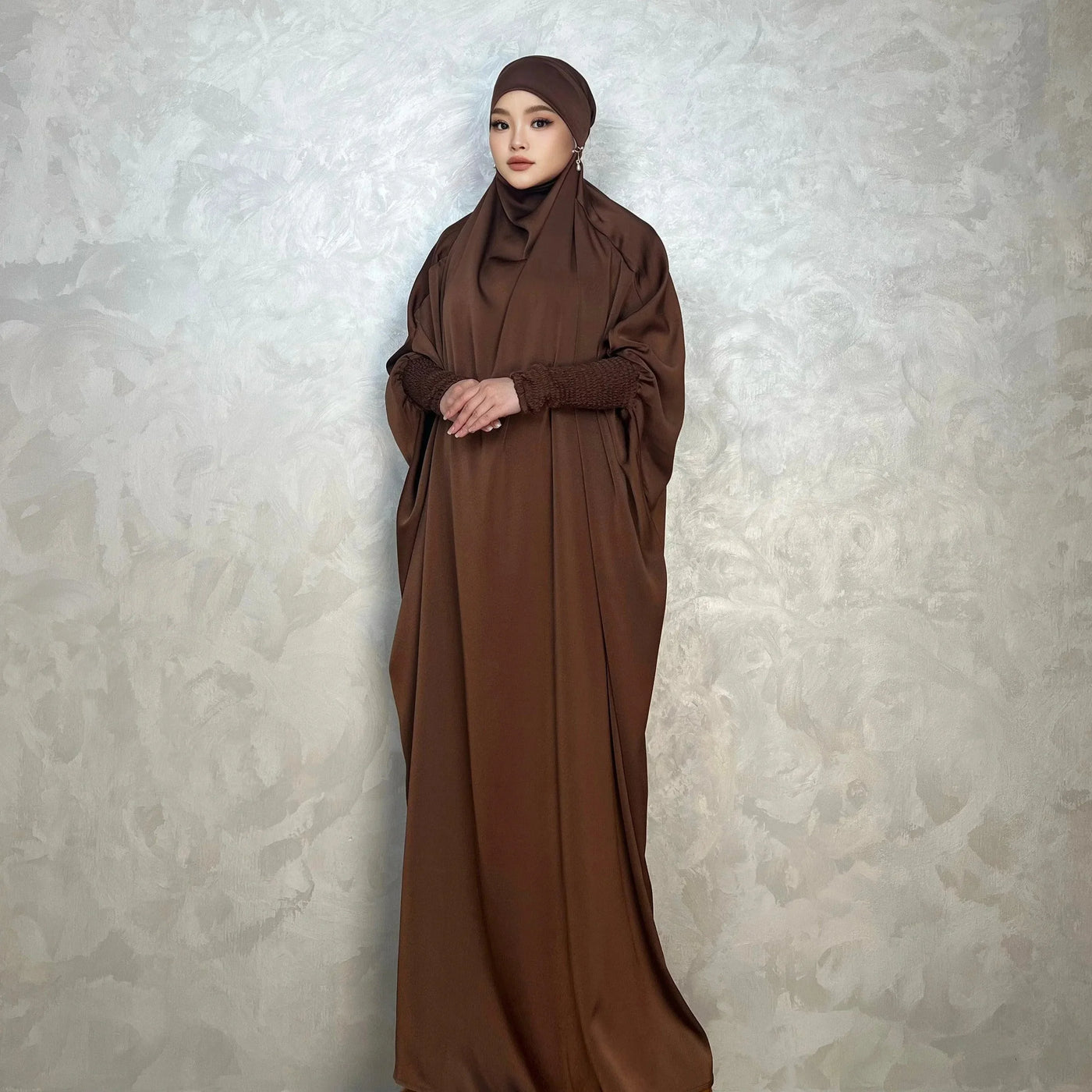 LM001 Muslim Dress for Women | One-Piece Jilbab Abaya | Modest Prayer Clothes & Islamic Khimar Dubai Outfits - LM001-LATTE-Jilbab Only LumosModesty