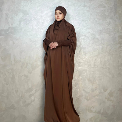 LM001 Muslim Dress for Women | One-Piece Jilbab Abaya | Modest Prayer Clothes & Islamic Khimar Dubai Outfits - LM001-LATTE-Jilbab Only LumosModesty