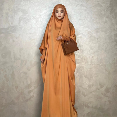 LM001 Muslim Dress for Women | One-Piece Jilbab Abaya | Modest Prayer Clothes & Islamic Khimar Dubai Outfits - LM001-LATTE-Jilbab Only LumosModesty