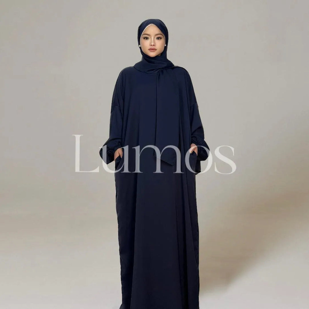 Hooded Abaya Hijab -Attached With Scarf - Pockets – LumosModesty