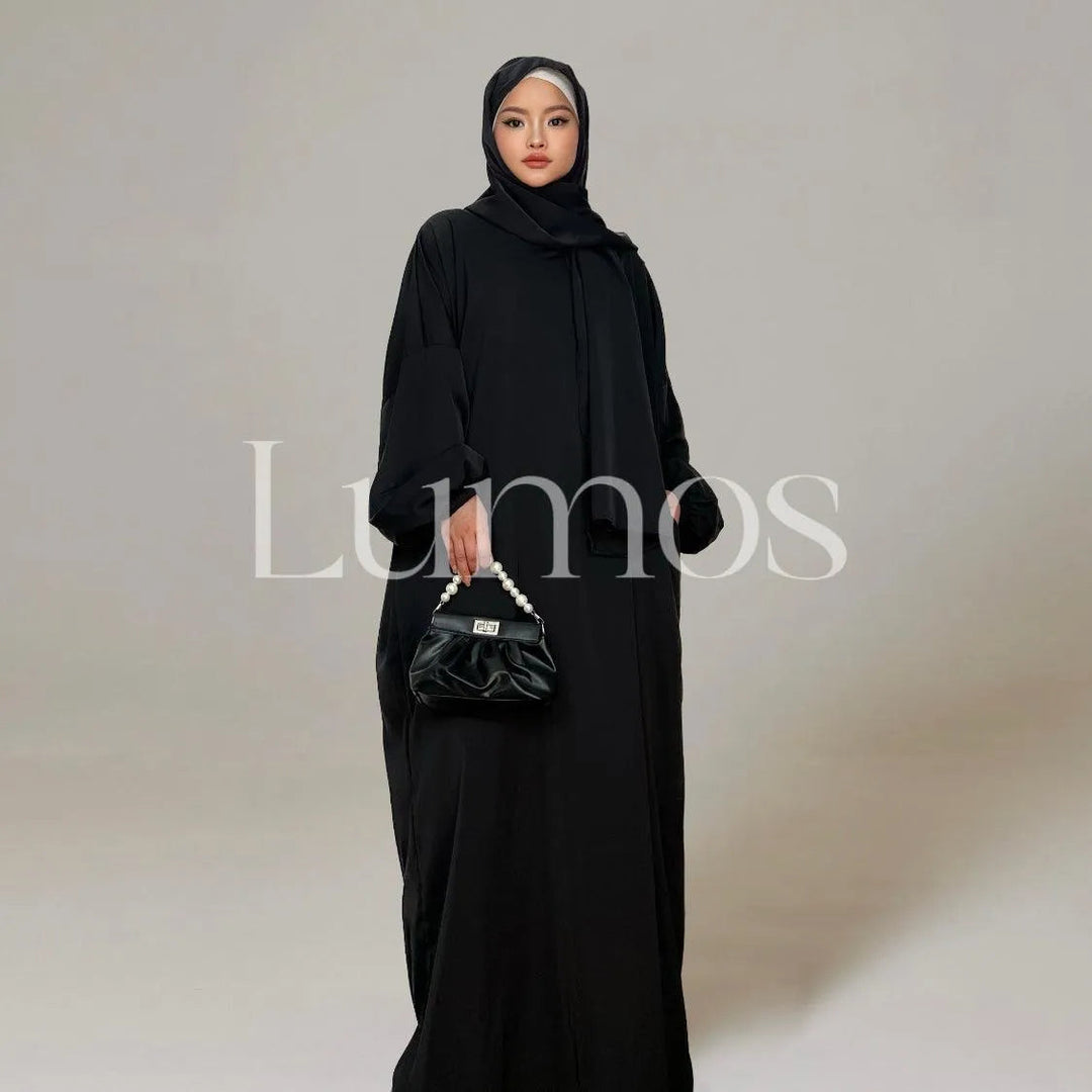Hooded Abaya Hijab -Attached With Scarf - Pockets – LumosModesty