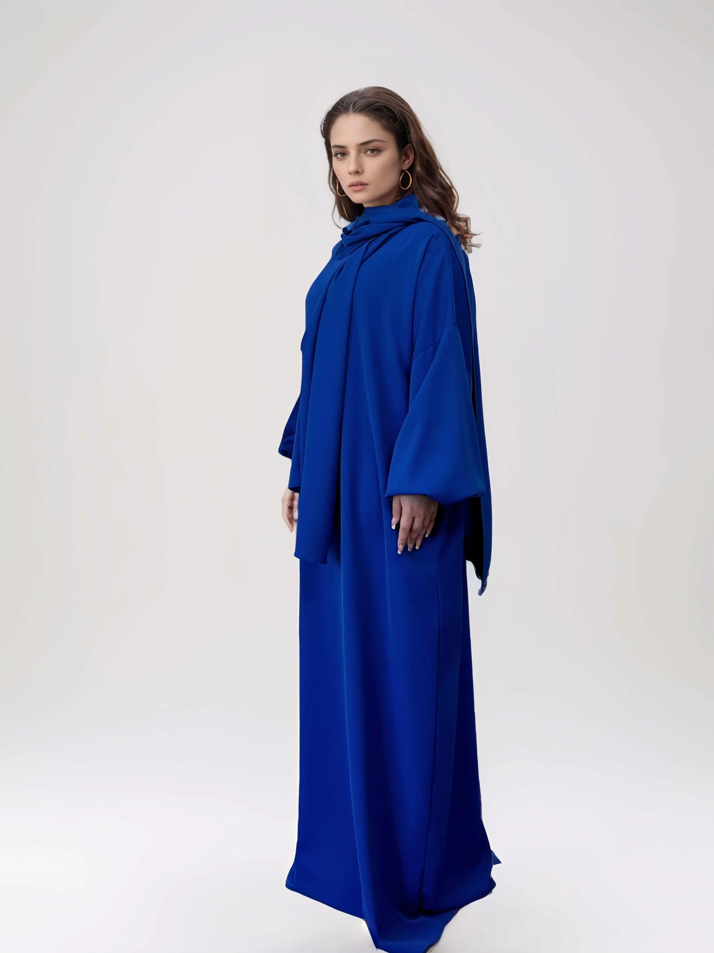 LM003 Hooded Abaya Hijab -Attached With Scarf - Pockets (Buy One Get One Free） - LM003-LATTE-0=S (4'11-5'1) LumosModesty