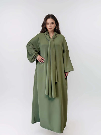 LM003 Hooded Abaya Hijab -Attached With Scarf - Pockets (Buy One Get One Free） - LM003-LATTE-0=S (4'11-5'1) LumosModesty