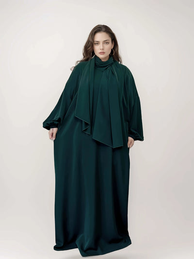 LM003 Hooded Abaya Hijab -Attached With Scarf - Pockets (Buy One Get One Free） - LM003-LATTE-0=S (4'11-5'1) LumosModesty