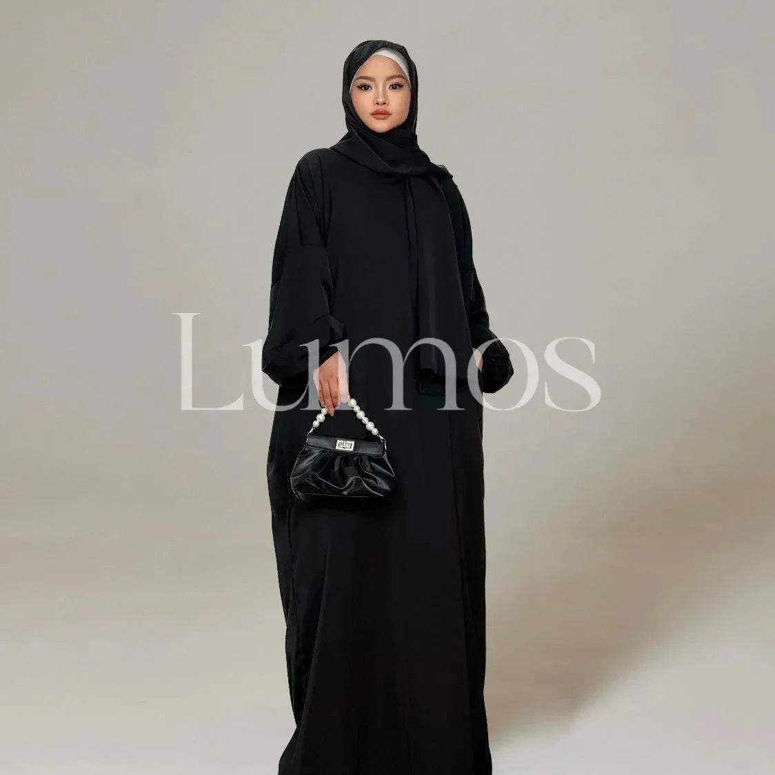 LM003 Hooded Abaya Hijab -Attached With Scarf - Pockets (Buy One Get One Free） - LM003-LATTE-0=S (4'11-5'1) LumosModesty