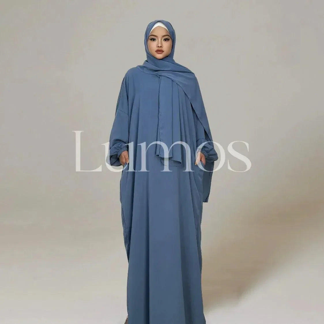 LM003 Hooded Abaya Hijab -Attached With Scarf - Pockets (Buy One Get One Free） - LM003-LATTE-0=S (4'11-5'1) LumosModesty