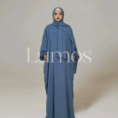 LM003 Hooded Abaya Hijab -Attached With Scarf - Pockets (Buy One Get One Free） - LM003-LATTE-0=S (4'11-5'1) LumosModesty