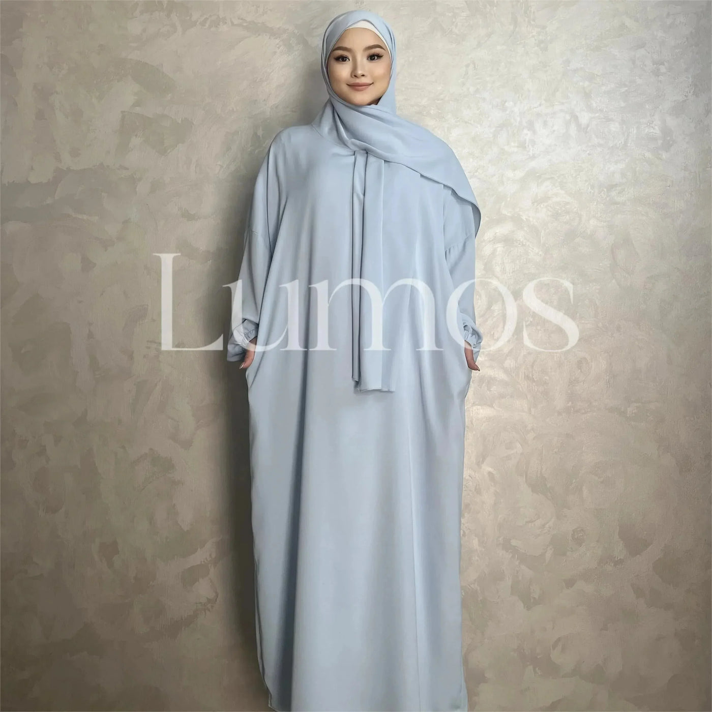 LM003 Hooded Abaya Hijab -Attached With Scarf - Pockets (Buy One Get One Free） - LM003-LATTE-0=S (4'11-5'1) LumosModesty