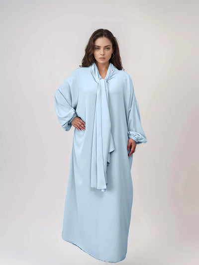 LM003 Hooded Abaya Hijab -Attached With Scarf - Pockets (Buy One Get One Free） - LM003-LATTE-0=S (4'11-5'1) LumosModesty