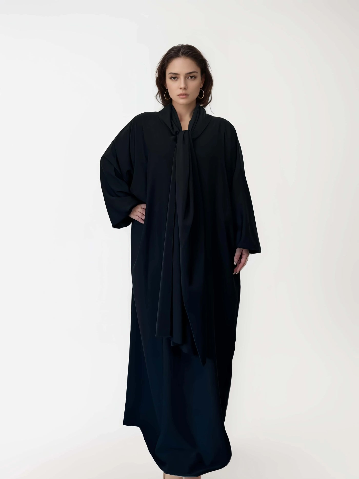 LM003 Hooded Abaya Hijab -Attached With Scarf - Pockets (Buy One Get One Free） - LM003-LATTE-0=S (4'11-5'1) LumosModesty