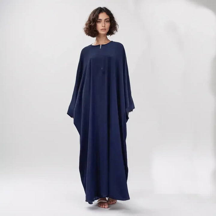 butterfly abaya dress hijab Dress-islamic clothing- Batwing Sleeves Black / Free Size (5'5-5'9) Women's White V-Neck Ruffle Perfect for special events Color:Ivory/Pink Print sister of the