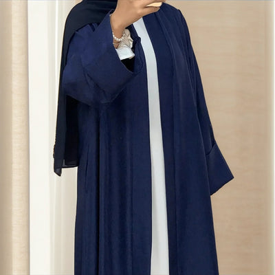 LM007 Linen Open Abaya with Belt & Pockets | Lightweight Modest Wear - LM007-CREAM-S (52)-Cardigan + White Inner LumosModesty