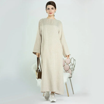 LM007 Linen Open Abaya with Belt & Pockets | Lightweight Modest Wear - LM007-OAT-S (52)-Cardigan LumosModesty
