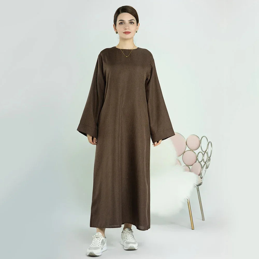 LM007 Linen Open Abaya with Belt & Pockets | Lightweight Modest Wear - LM007-OAT-S (52)-Cardigan LumosModesty