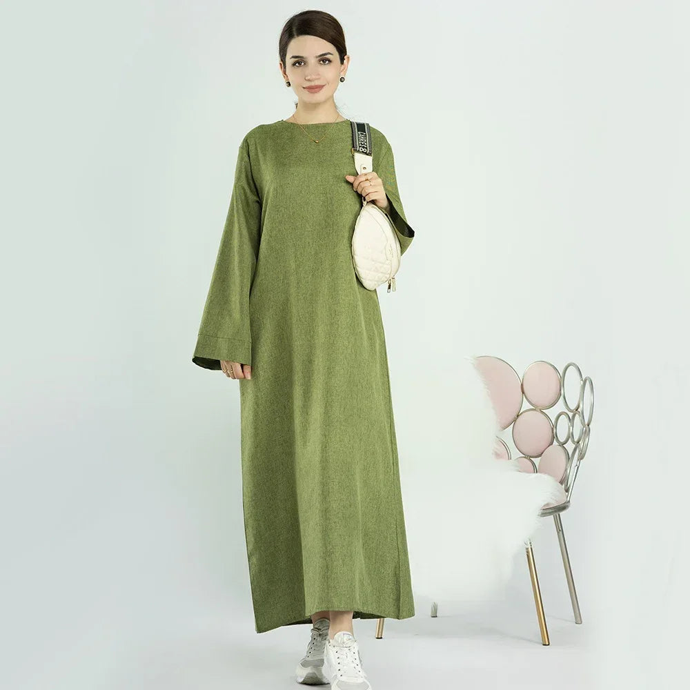 LM007 Linen Open Abaya with Belt & Pockets | Lightweight Modest Wear - LM007-OAT-S (52)-Cardigan LumosModesty