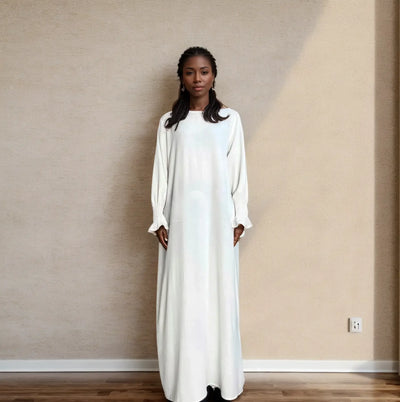 LM008 Crepe Slip Abaya Dress with Pockets | Lightweight Modest Islamic Wear for Women - LM008-DARK GREY-S(XS/S) LumosModesty