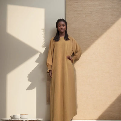 LM008 Crepe Slip Abaya Dress with Pockets | Lightweight Modest Islamic Wear for Women - LM008-DARK GREY-S(XS/S) LumosModesty