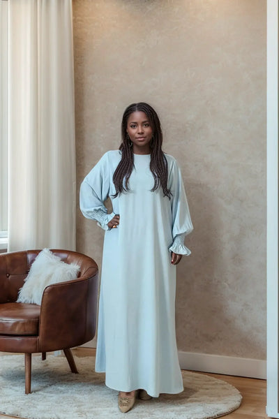 LM008 Crepe Slip Abaya Dress with Pockets | Lightweight Modest Islamic Wear for Women - LM008-DARK GREY-S(XS/S) LumosModesty