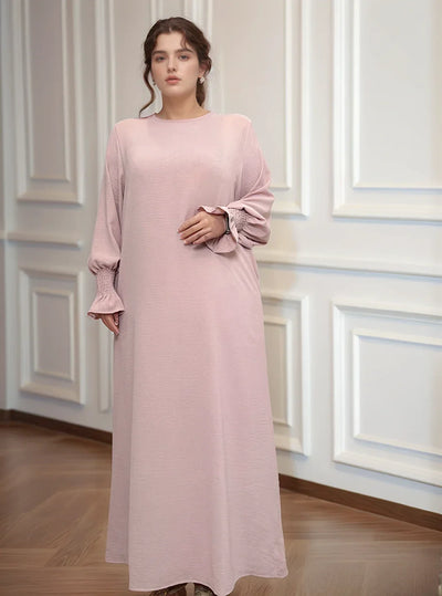 LM008 Crepe Slip Abaya Dress with Pockets | Lightweight Modest Islamic Wear for Women - LM008-DARK GREY-S(XS/S) LumosModesty
