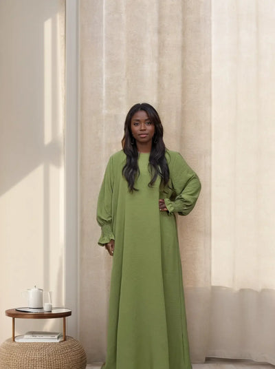 LM008 Crepe Slip Abaya Dress with Pockets | Lightweight Modest Islamic Wear for Women - LM008-DARK GREY-S(XS/S) LumosModesty