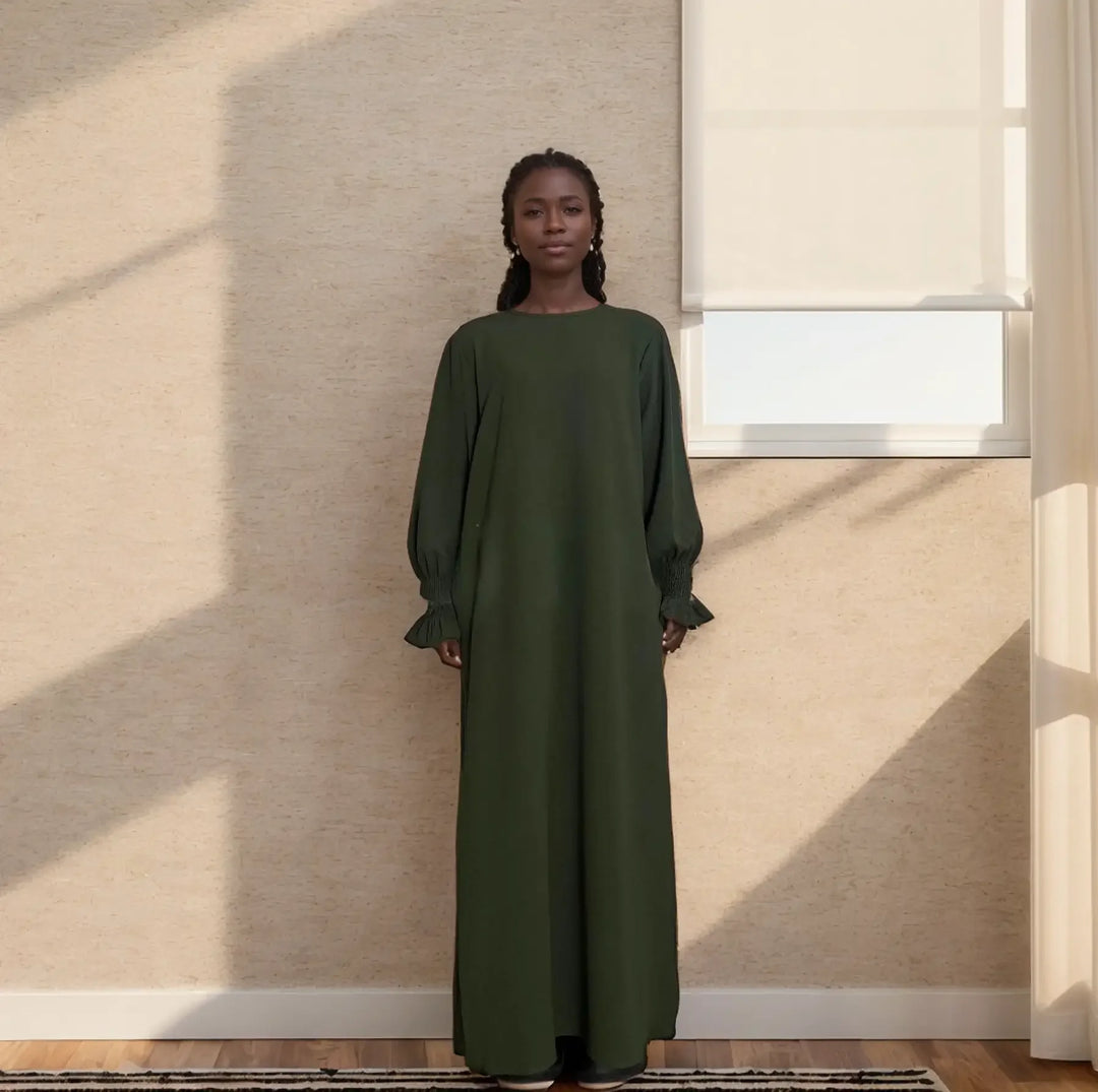 abaya slip dress long sleeve Crepe Slip Abaya with Pockets – Lightweight Modest Islamic Wear –  LumosModesty