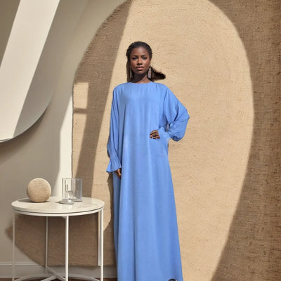 LM008 Crepe Slip Abaya Dress with Pockets | Lightweight Modest Islamic Wear for Women - LM008-DARK GREY-S(XS/S) LumosModesty