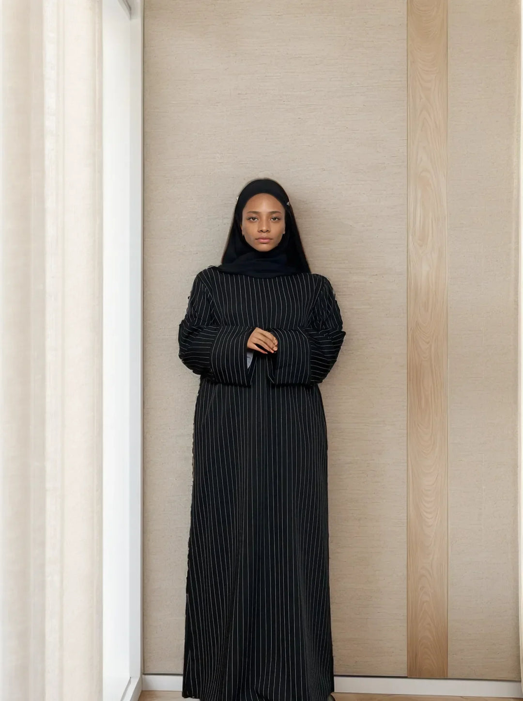 Thick Abaya Dress with Belt & Pockets | LM009 Winter Abaya Black / L (56) Thick Abaya Dress with Belt & Pockets | LM009 Winter Abaya Black / L (56)