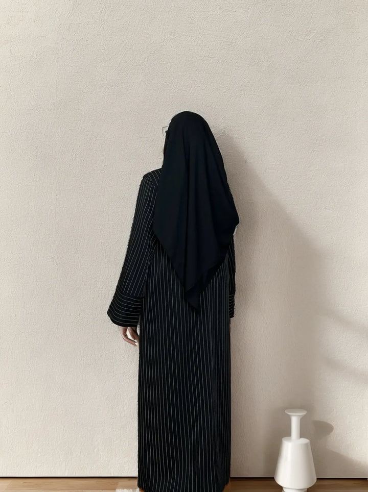 Thick Abaya Dress with Belt & Pockets | LM009 Winter Abaya Coffee / L (56)