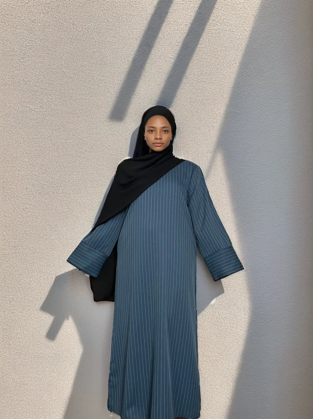 sachin and babi light blue dress Royal Crepe Abaya  Elegant Neck Tie & Integrated Waist