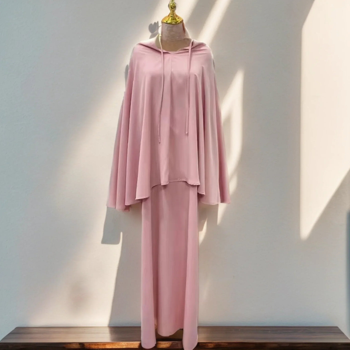 LM010 Two-Piece Abaya Set with Maxi Scarf | Modest Islamic Outfit for Women - LM010-BURGUNDY-XS/S LumosModesty