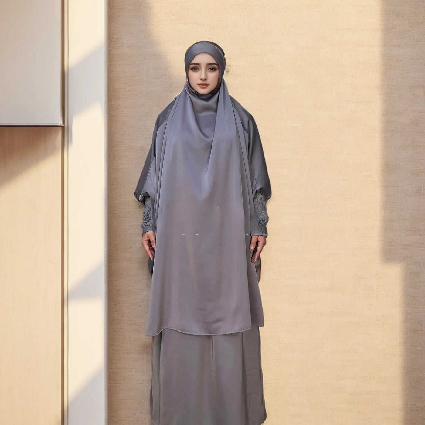 LM011 Luxury Multi-Color Two-Piece Jilbab Set | Elegant Islamic Dress for Women - LM011-DARK GREEN LumosModesty