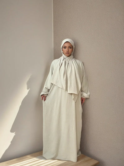 LM013 One-Piece Crepe Hooded Abaya with Hijab | Modest Prayer Dress for Women - LM013-DARK COFFEE-S (50-52) LumosModesty