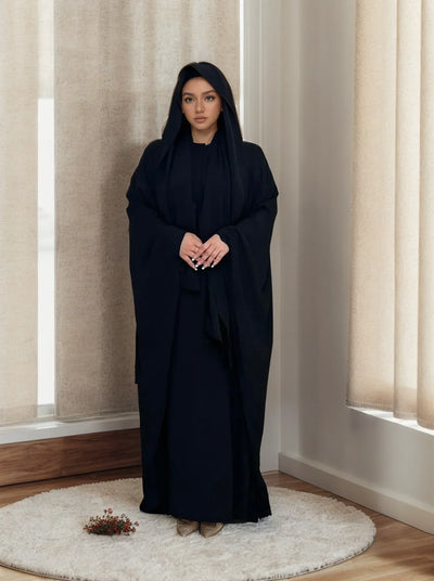 LM014 Plus Size Butterfly Abaya with Hijab Set – Modest Batwing Sleeves Dress for Muslim Women - LM014-Taupe-S (50-52) LumosModesty